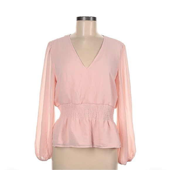 Nordstrom Leith Elegant Pink V-Neck Blouse - Picture 1 of 6